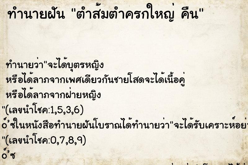 ทำนายฝัน ตำส้มตำครกใหญ่ คืน